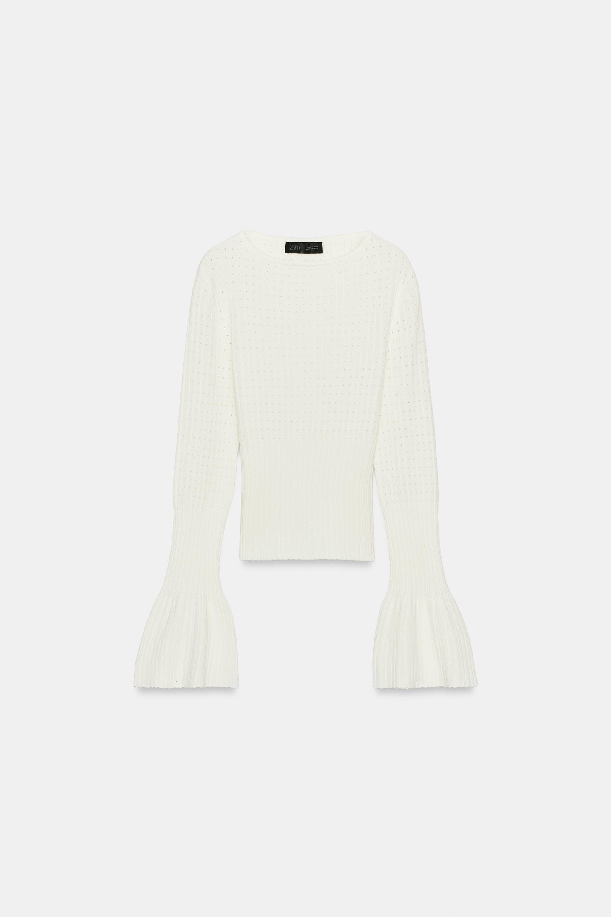 POINTELLE KNIT FLARED SLEEVE JUMPER